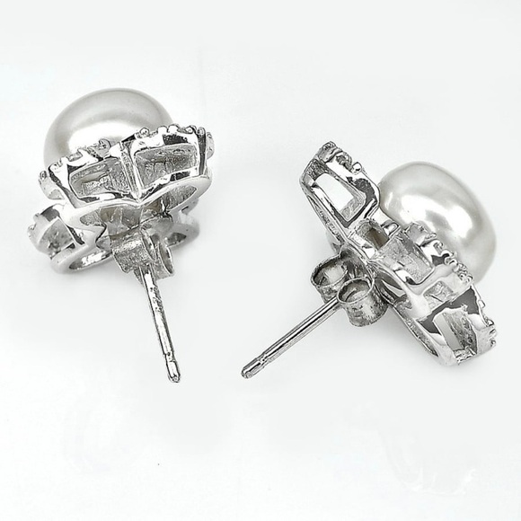 Natural White Pearl 925 Sterling Silver Earrings 4.63 G.‎